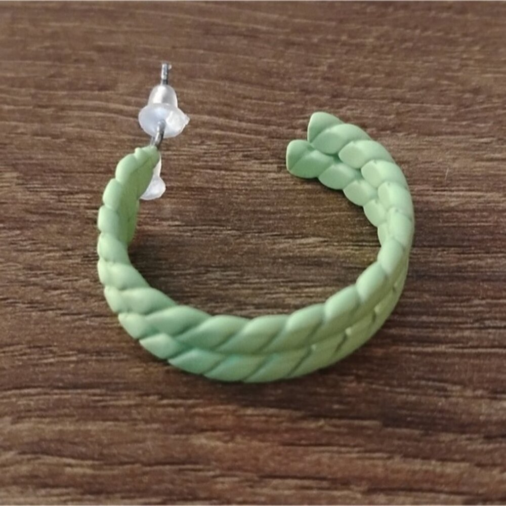 pale green earrings textured hoops